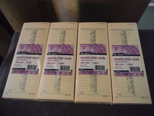 NEW Adams Time Cards,4 Packs  Numbered 1 Sided  3 2/5 x 9&#034;  800 Total