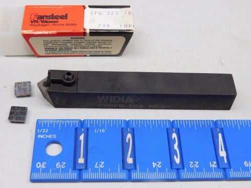 WIDIA 5/8&#034; INDEXABLE TOOL HOLDER  WITH (10) SPG-322 CARBIDE INSERTS