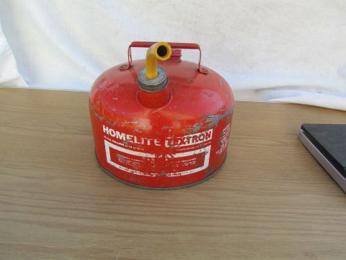 Vintage Homelite Textron 2-1/2 Gallon Metal Galvanized Gas Can W/Flexible Spout