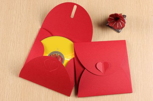 14PCS Red Kraft Paper CD DVD Bag Sleeve Case Cover Envelopes Disc CD Packaging