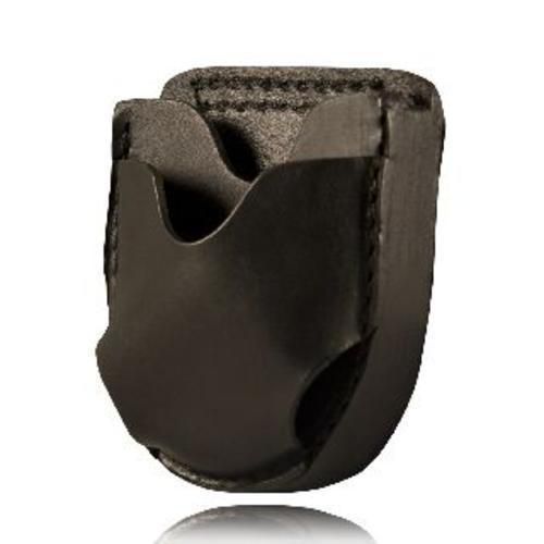 Boston Leather 5515C-1 Plain Black Leather Open Top Handcuff Case W/ Belt Clip