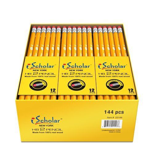 Ischolar gross pack pencils, #2, yellow, box of 144 33144 for sale