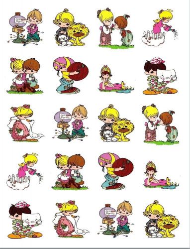 20  2&#034;x2&#034; Glossy Square Stickers/Seals cute children Buy 3 get 1 free (s23)