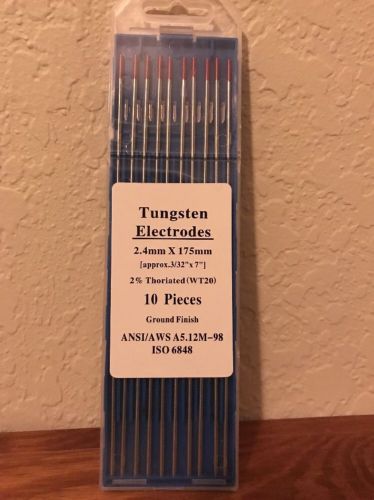 2% Thoriated WT20 Red TIG Welding Tungsten Electrode 3/32&#034;x7&#034;(2.4*175mm),10PK
