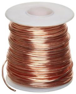 Bare Copper Wire, Bright, 22 AWG, 0.025&#034; Diameter, 500 Length Pack of 1