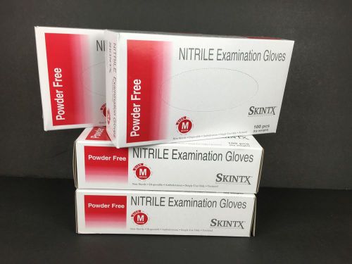 4 Boxes M Blue Nitrile Disposable Textured Exam Gloves Powder Free 100 / Box NIB