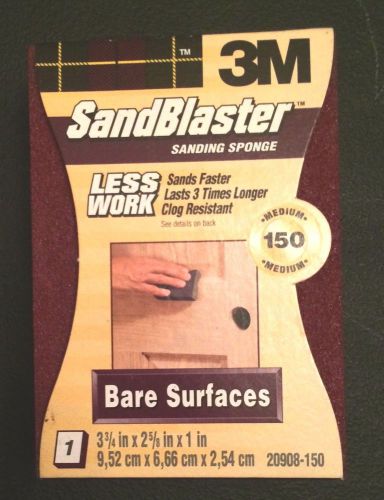 3M SANDBLASTER 3.75 x 2.5 x 1 Medium Sanding Sponge-20908-150 Grit UNUSED NEW