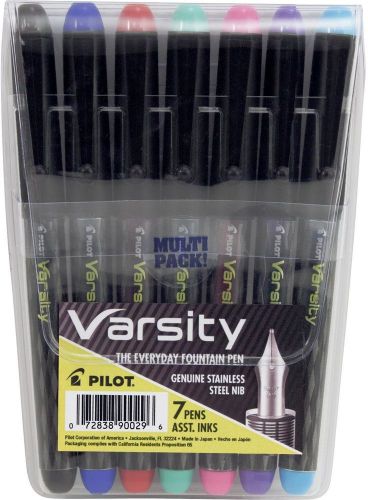 Pilot Varsity Disposable Fountain Pens 7-Pack Pouch Assorted Color Inks (90029)