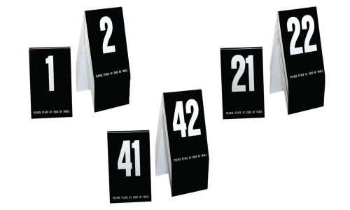 Plastic Table Numbers 1-60- Tent Style, Black w/White Numbers, Free shipping