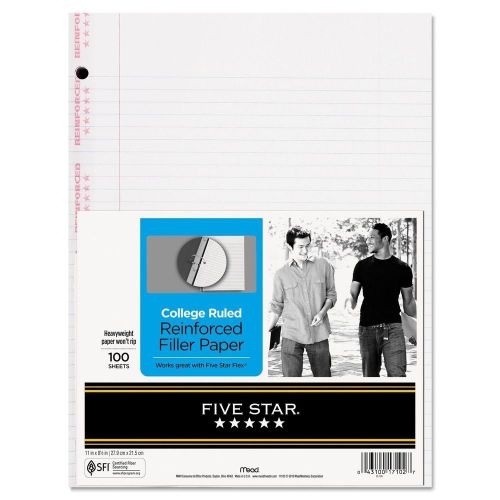 Five Star Reinforced Filler Paper College Ruled Loose-leaf 11 x 8.5 Inch Shee...