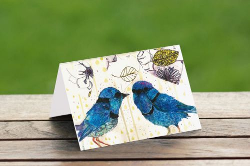 Blue bird card A6 with envelope blank  inside white envelope