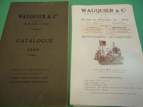 1926 WAUQUIER PUMP CATALOG Paris Brussels in French Antique