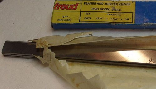 Freud C573 12 1/2 Inch X 11/16 Inch X 1/8 Inch Planer Knives   3 Piece Set, NOS