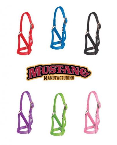 Mustang Brand Goat Halter Nylon Flat 3/4&#034; - Medium - 6 Color Set