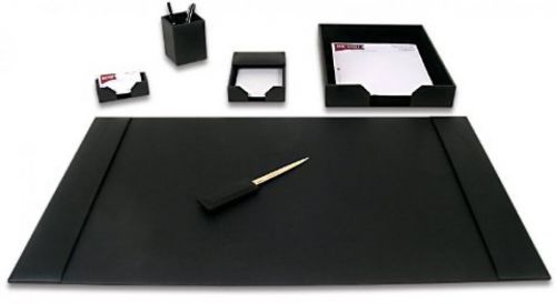 Dacasso Black Bonded Leather 6-Piece Desk Set