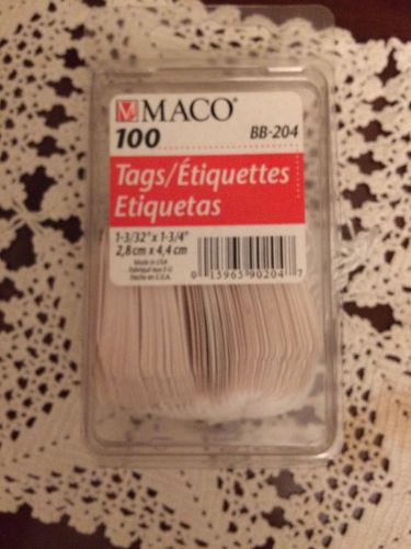 MACO B-204 White Tags With String In Package Approx 100 Tags In Box