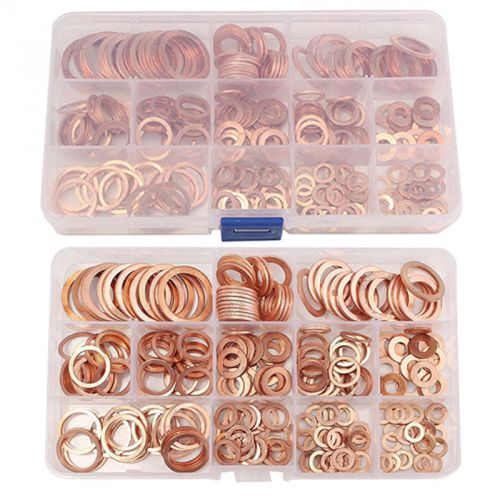 280pcs 12 Sizes Assorted Solid Copper Crush Washers Seal Flat Ring Set with Case