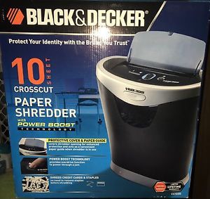 Black And Decker CC1000 10 Sheet Cross Cut Paper Shredder New In Box