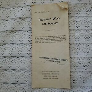 Vintage Preparing Wool For Market Special Circular 22 Penn State Brochure