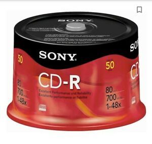 Sony CD-R Recordable discs, 50 pack. 80 min, 700 MB, 1-48x