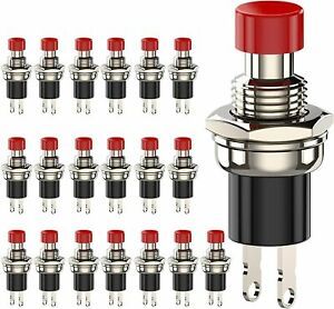 DIYhz Momentary Push Button Switch, 1A 250VAC SPST Mini NC-20, Red