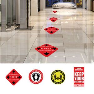 10pcs Floor Sign PVC Social Distancing Sticker Queue Self  Crowd Control