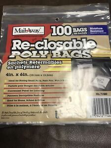 4&#034; x 6&#034; Re-closable  Zip Top Lock Bag Poly Clear Plastic 2 ML - 100Bags