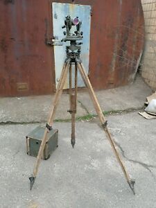 Vintage THEODOLITE WITH METAL LIMBS TYPE TT-50. USSR, SVERDLOVSK, 1957 + TRIPOD