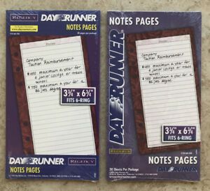 2 Pkgs Day Runner Notes / Planning Pages 3 3/4 x 6 3/4-fits 6 ring, 30 pgs each