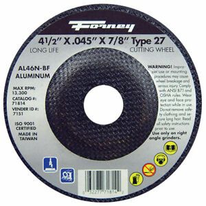 Forney 71814 Aluminum Oxide 13,580 rpm 4-1/2 in. Cut-Off Wheel 0.045 in. Thick