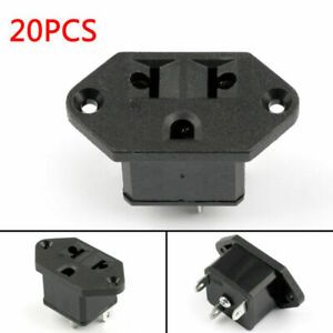 20x IEC320 C14 3 Pin Female Power Socket 10A 250V For Boat DIY AC-001W  UA