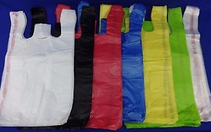 11.5&#034; x 6&#034; x 21&#034; T-Shirt Bags Plastic Retail w/ Handles Variety of Colors &amp; Qty.