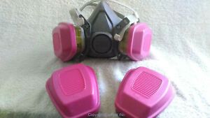 3M Large 6300 Half Face Reusable 60926 Filter Respirator w Add&#039;l 2 filter