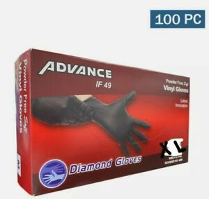 Advance IF 49 Diamond Gloves Black Vinyl Gloves Powder Free CASE ( x10 Boxes) XL
