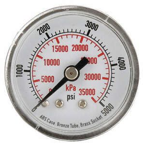 GRAINGER APPROVED 4FMA8 Pressure Gauge,0 to 5000,0 to 35,000 kPa