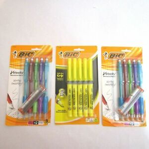 BIC Velocity Mechanical Pencil 0.9mm and BIC Brite Liner Highlighter 5-Pack Lot