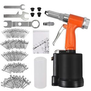 1/4&#034; 500PC Rivet Pneumatic Hydraulic Air Riveter Pop Rivet Gun Riveting Tool Kit