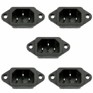 5X IEC320 C14 3 Pin Screw Mount Male Power Socket 10A 250V For Boat DIY AC-04 CN