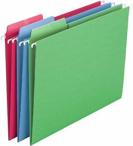 Smead Erasable FasTab Hanging File 18 per Box, Assorted Primary Colors