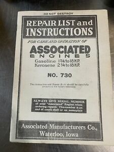 Repair List and Instructions for care and operation of Associated Engines No. 73
