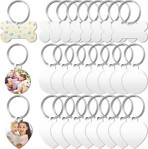 Frienda 24 Pieces Sublimation Blank Dog Tag Aluminum Dog Tag Double Sided Dog Ta