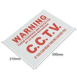 A4 Warning Sign 24 Hour CCTV We Can See You Metal Sticker Security Safety Sign