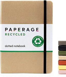 Recycled Dotted Notebook Journal- Hardcover with Elastic Closure and Bookmark- H