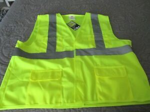 High Visibility Reflective Class II ANSI Safety Vest, Neon Yellow, Pockets, NWT