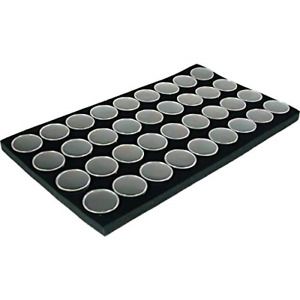 36 Black Foam Gem Jars Gemstone Storage Display Tray Insert