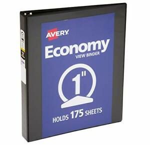 Economy View 3 Ring Binder, 1&#034; Round Rings, 1 Black Binder (05761)