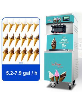 3 Flavor Soft Serve Ice Cream Machine Comercial Air Cooled Ice-cream Cone Freeze