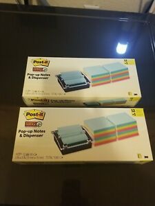 Post-it Note Dispenser, Sticky Post-it Pop-Up Notes, Miami Colors Lot of 2