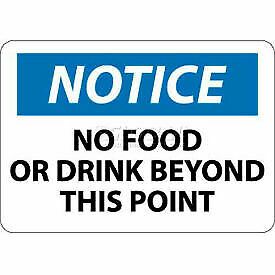 NMC N310RB OSHA Sign, Notice No Food Or Drink Beyond This Point, 10&#034; X 14&#034;,
