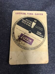Lufkin Tools Time Saver Circular Chart Slide Rule Tap Threads Drill Screw 1963